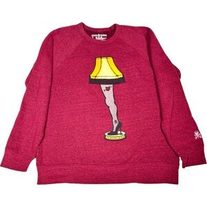 Leg Lamp Holiday Sweatshirt Maroon Fleece Crewneck Unisex Cleveland Large